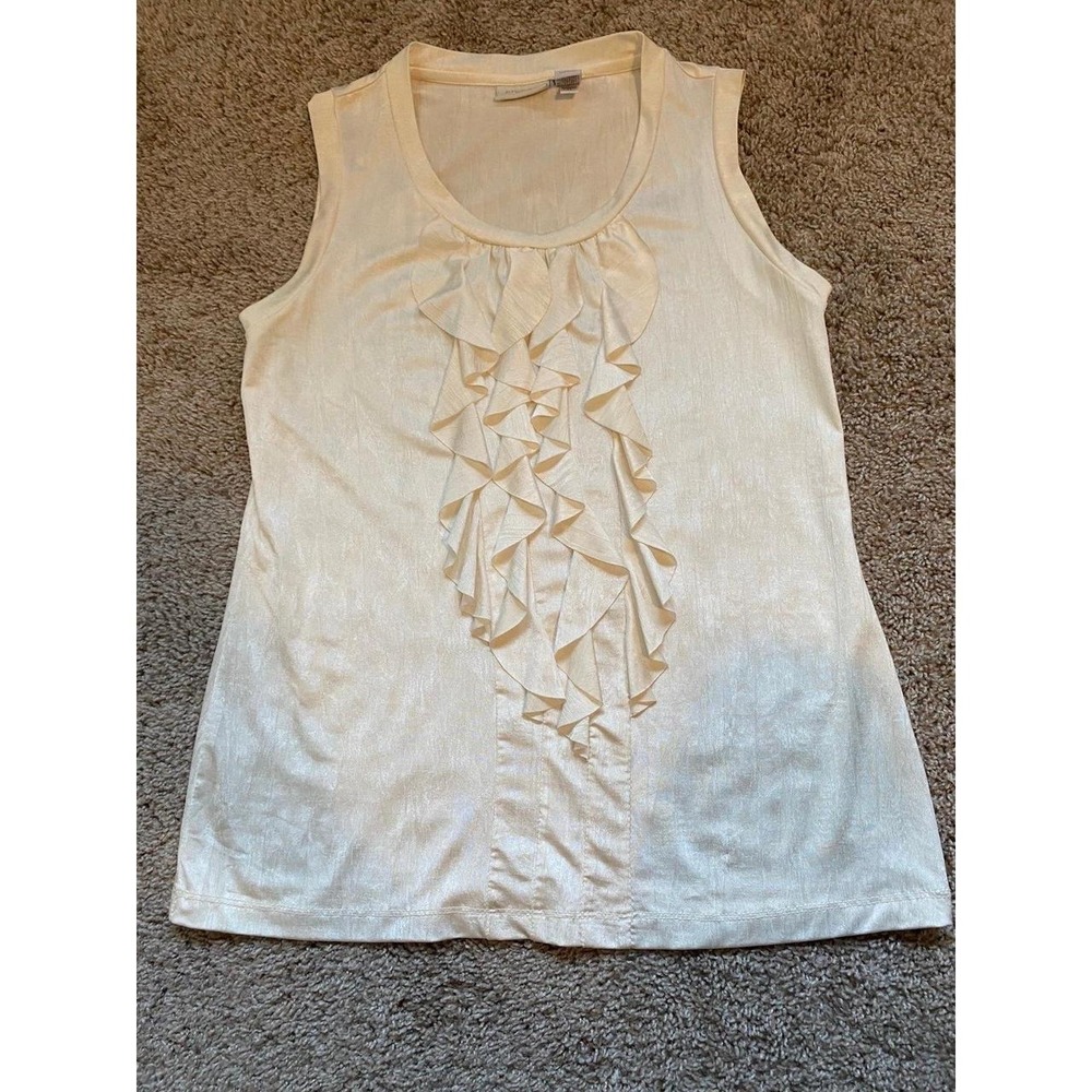 Chico's Tank Top Blouse Ruffles Small 0 Silky Slinky Office Event